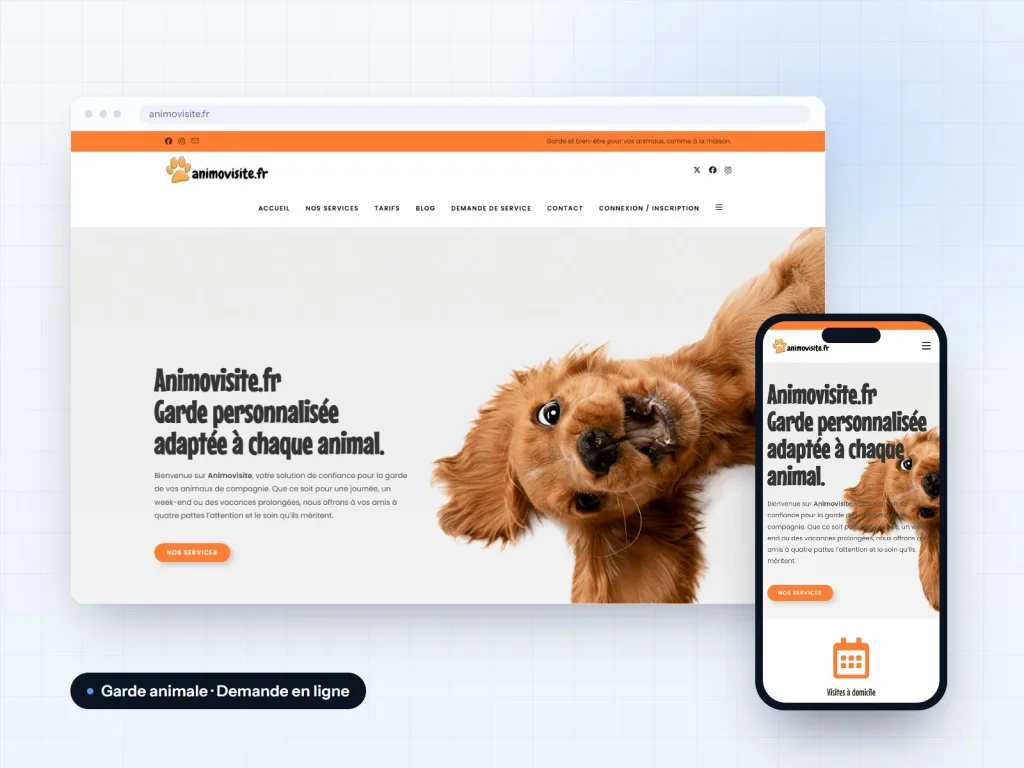 Captures du site Animovisite sur ordinateur et mobile