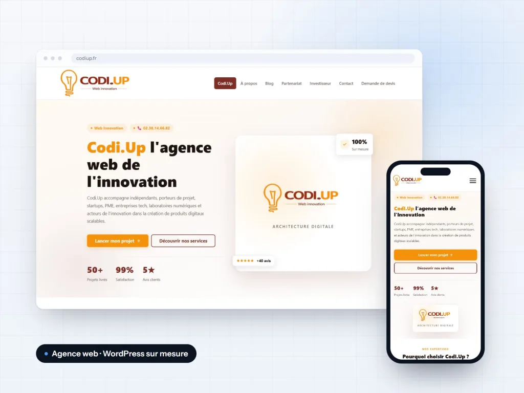 Captures du site Codi.Up sur ordinateur et mobile