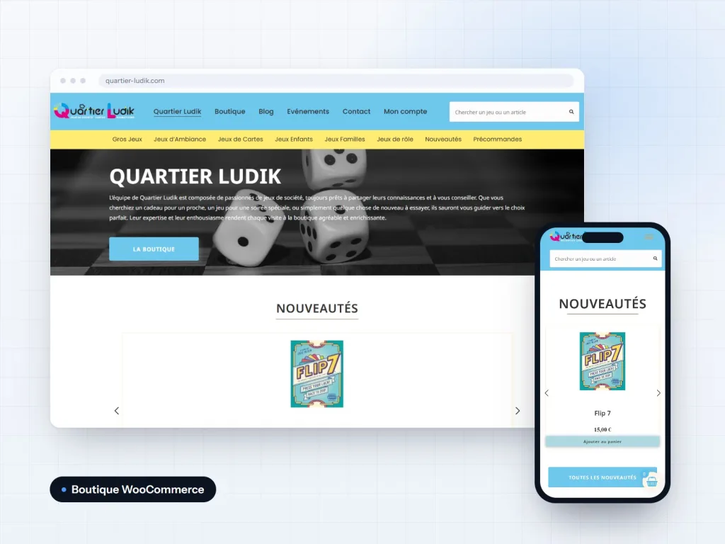 Captures du site Quartier Ludik sur ordinateur et mobile